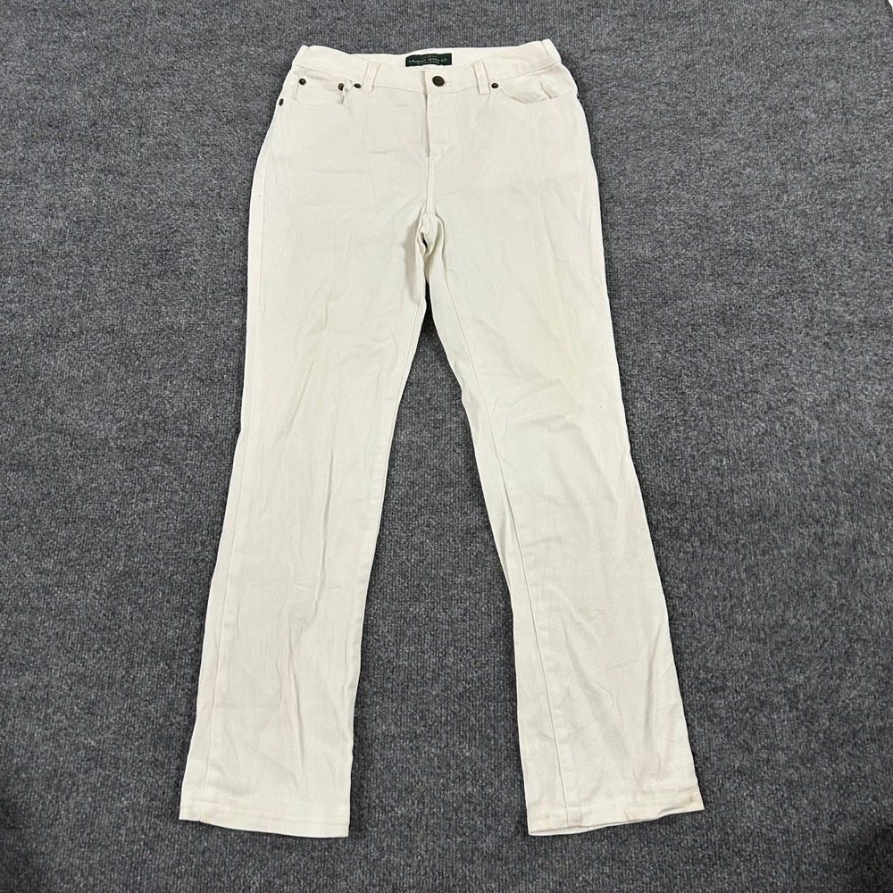 Lauren Ralph Lauren Pants Womens Size 2 White Straight Leg Casual Stretch Stains